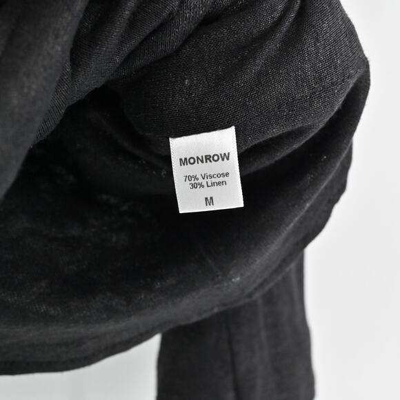 MONROW Jacket Womens Size M Black Linen‎ Moto Asymmetrical Zip Front Rocker Chic - Picture 8 of 12